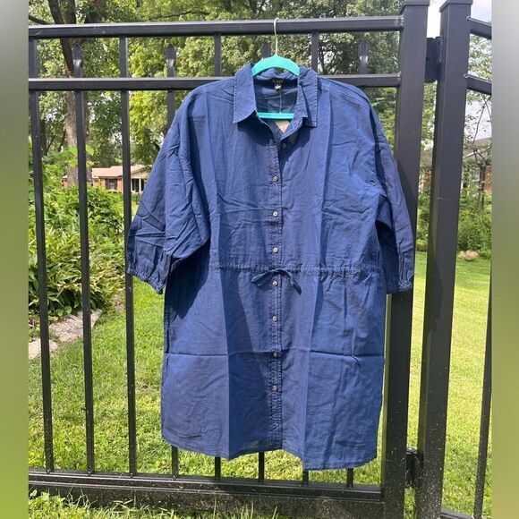 J Crew Cinched Shirt Dress in Indigo Cotton Voile NWT - Picture 7 of 9